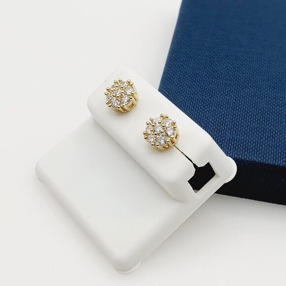 "14K Gold Plated Cubic Zircon Earrings, INUS1BR137 - Picture 4 of 9